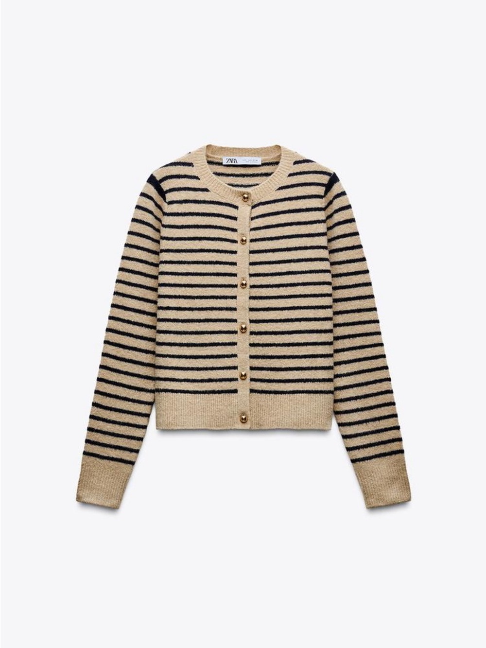 Zara Beige and Blue Striped Knit Cardigan - size M